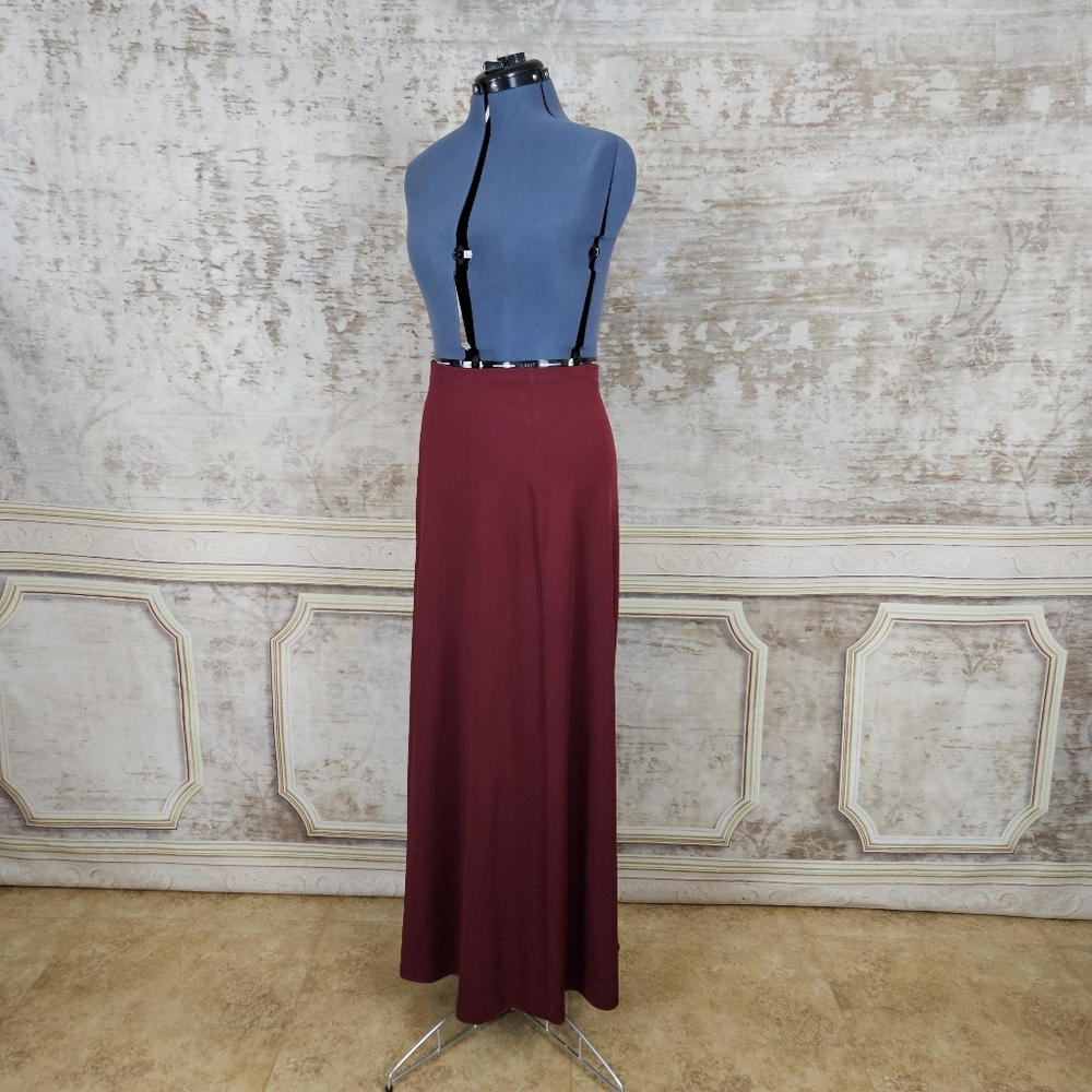 Vintage 1970s Burgundy Maxi Skirt M Long Flowy Whimsigoth Medium Maroon Red VTG - Picture 3 of 8